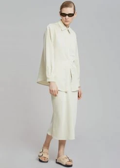 The Frankie Shop CLOTHING Gio Silky Midi Skirt - Custard