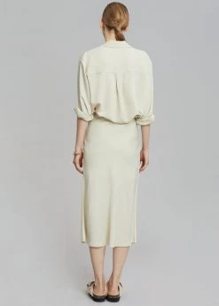 The Frankie Shop CLOTHING Gio Silky Midi Skirt - Custard