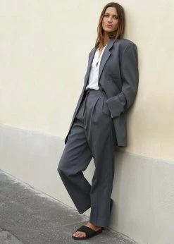 The Frankie Shop Notch Lapel Blazer - Graphite CLOTHING