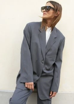 The Frankie Shop Notch Lapel Blazer - Graphite CLOTHING