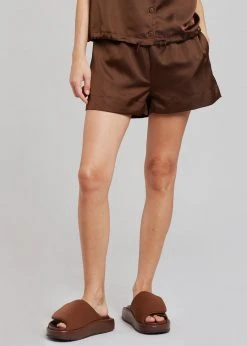 Inch Hadi Satin Shorts - Brown Vacation Edit 15 Inch Hadi Satin Shorts - Brown Vacation Edit