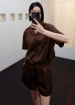 Inch Hadi Satin Shorts - Brown Vacation Edit 18 Inch Hadi Satin Shorts - Brown Vacation Edit