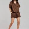 Inch Hadi Satin Shorts - Brown Vacation Edit