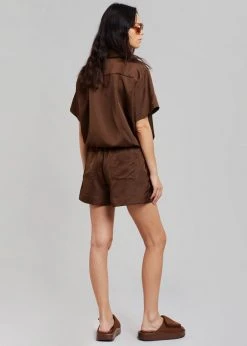 Inch Hadi Satin Shorts - Brown Vacation Edit 17 Inch Hadi Satin Shorts - Brown Vacation Edit