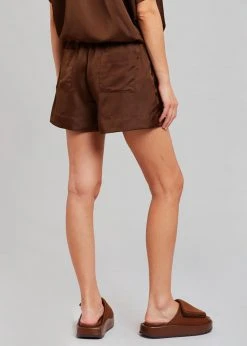 Inch Hadi Satin Shorts - Brown Vacation Edit 16 Inch Hadi Satin Shorts - Brown Vacation Edit