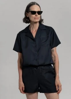 Inch Hadi Satin Shorts - Navy