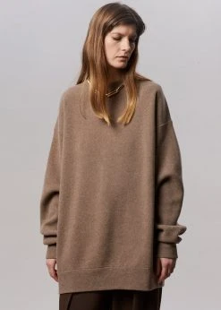 The Frankie Shop Hadrien Italian Recycled Cashmere Sweater - Taupe CLOTHING