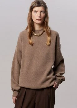 The Frankie Shop Hadrien Italian Recycled Cashmere Sweater - Taupe CLOTHING