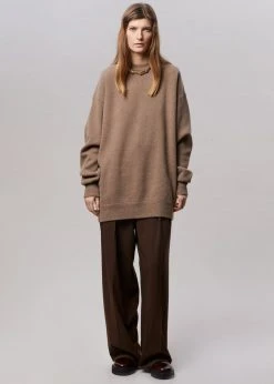 The Frankie Shop Hadrien Italian Recycled Cashmere Sweater - Taupe CLOTHING