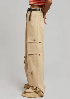 The Frankie Shop Hailey Oversized Cargo Pants - Tan CLOTHING