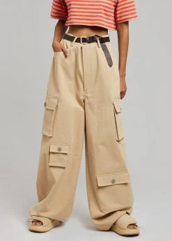 The Frankie Shop Hailey Oversized Cargo Pants - Tan CLOTHING