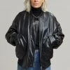 The Frankie Shop Hane Faux Leather Bomber - Black CLOTHING
