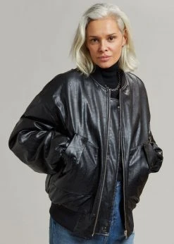 The Frankie Shop Hane Faux Leather Bomber - Black CLOTHING 19 The Frankie Shop Hane Faux Leather Bomber - Black CLOTHING