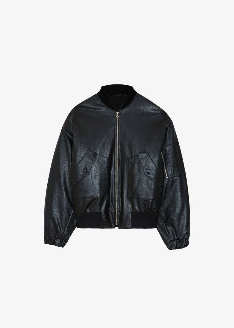 The Frankie Shop Hane Faux Leather Bomber - Black CLOTHING 11 The Frankie Shop Hane Faux Leather Bomber - Black CLOTHING