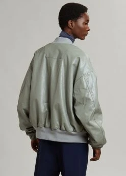 The Frankie Shop Hane Faux Leather Bomber - Eucalyptus CLOTHING