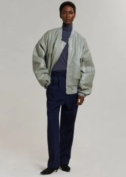 The Frankie Shop Hane Faux Leather Bomber - Eucalyptus CLOTHING