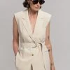 Blossom Hani Belted Vest - Beige CLOTHING