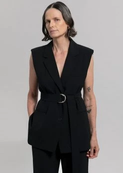 Blossom Hani Belted Vest - Black CLOTHING