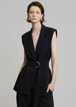 Blossom Hani Belted Vest - Black CLOTHING