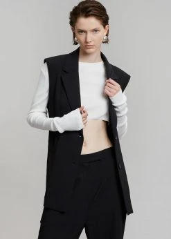 Blossom Hani Belted Vest - Black CLOTHING