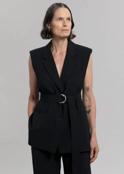 Blossom Hani Belted Vest - Black CLOTHING