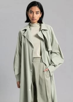 Inni Hattie Trench Coat - Sage CLOTHING