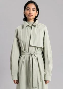 Inni Hattie Trench Coat - Sage CLOTHING