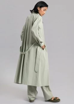 Inni Hattie Trench Coat - Sage CLOTHING