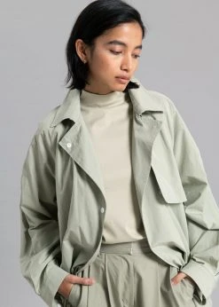 Inni Hattie Trench Coat - Sage CLOTHING