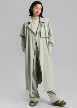 Inni Hattie Trench Coat - Sage CLOTHING