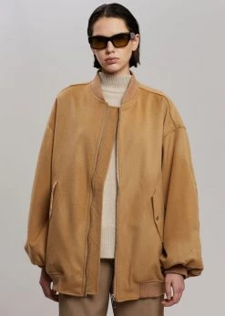 The Frankie Shop CLOTHING Hedy Bomber Jacket - Caramel 32 The Frankie Shop CLOTHING Hedy Bomber Jacket - Caramel