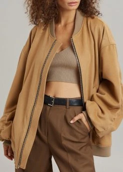 The Frankie Shop CLOTHING Hedy Bomber Jacket - Caramel 31 The Frankie Shop CLOTHING Hedy Bomber Jacket - Caramel