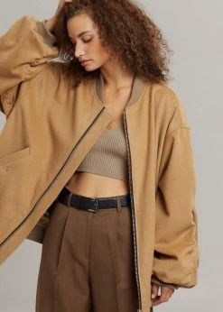The Frankie Shop CLOTHING Hedy Bomber Jacket - Caramel 33 The Frankie Shop CLOTHING Hedy Bomber Jacket - Caramel