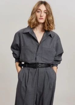 The Frankie Shop Heith Flanelle Shirt - Charcoal