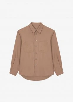 The Frankie Shop Heith Flanelle Shirt - Hazelnut CLOTHING