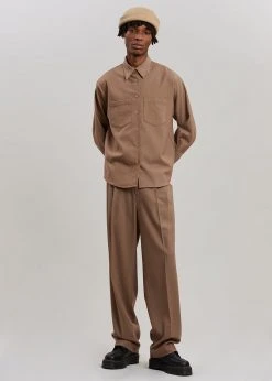 The Frankie Shop Heith Flanelle Shirt - Hazelnut CLOTHING