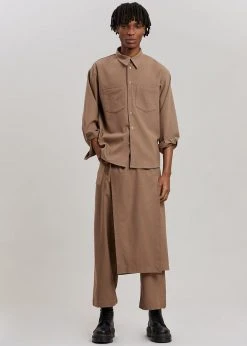 The Frankie Shop Heith Flanelle Shirt - Hazelnut CLOTHING