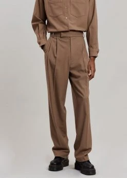 The Frankie Shop Heith Flanelle Suit Pants - Hazelnut