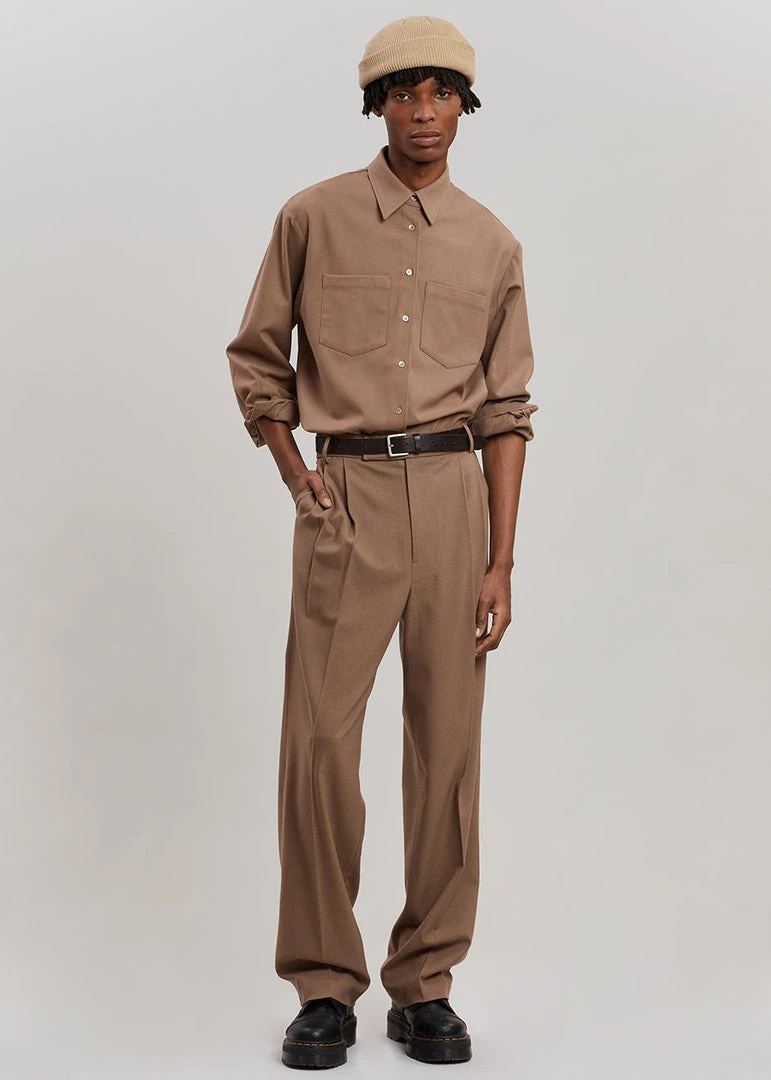 The Frankie Shop Heith Flanelle Suit Pants - Hazelnut 1 The Frankie Shop Heith Flanelle Suit Pants - Hazelnut