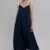 The Frankie Shop Hemi Linen Dress - Navy CLOTHING