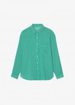 The Frankie Shop Idun Shirt - Emerald Stripe