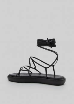 Ilio Smeraldo Géraldine Boublil Lace Up Flat Sandal - Black