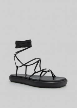 Ilio Smeraldo Géraldine Boublil Lace Up Flat Sandal - Black