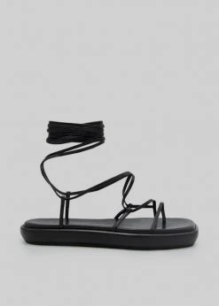 Ilio Smeraldo Géraldine Boublil Lace Up Flat Sandal - Black