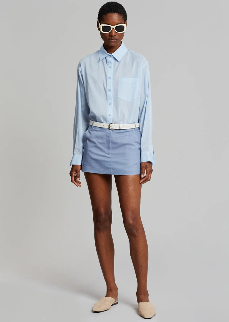 The Frankie Shop Isle Linen Mini Skirt - Light Blue 4 The Frankie Shop Isle Linen Mini Skirt - Light Blue