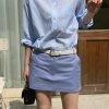 The Frankie Shop Isle Linen Mini Skirt - Light Blue