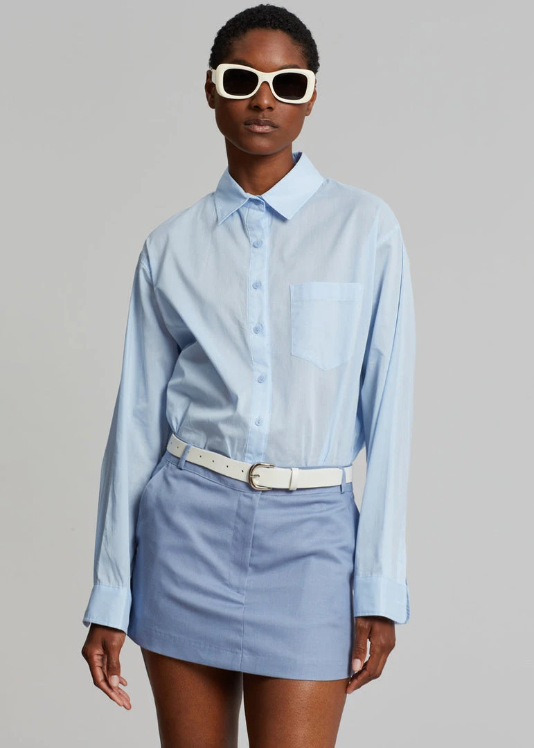 The Frankie Shop Isle Linen Mini Skirt - Light Blue 7 The Frankie Shop Isle Linen Mini Skirt - Light Blue