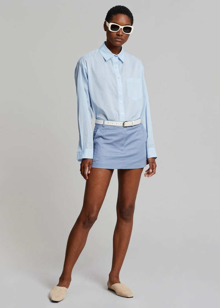The Frankie Shop Isle Linen Mini Skirt - Light Blue 2 The Frankie Shop Isle Linen Mini Skirt - Light Blue