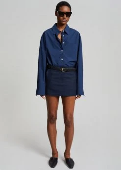 The Frankie Shop CLOTHING Isle Linen Mini Skirt - Navy
