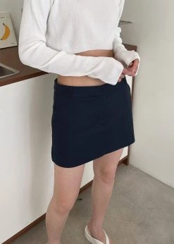 The Frankie Shop CLOTHING Isle Linen Mini Skirt - Navy